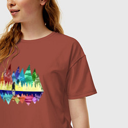 Футболка оверсайз женская Медведь и разноцветные горы, цвет: кирпичный — фото 2