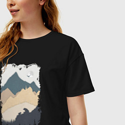 Футболка оверсайз женская Две медведя на скале, цвет: черный — фото 2