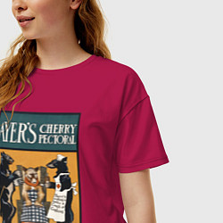 Футболка оверсайз женская Ayers Cherry Pectoral Poster Винтажная реклама, цвет: маджента — фото 2