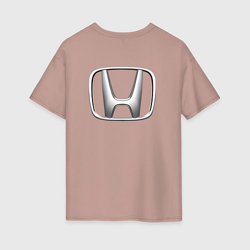Женская футболка оверсайз HONDA ХОНДА LOGO спина / Пыльно-розовый – фото 2