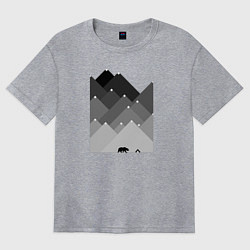 Женская футболка оверсайз Медведь и треугольные горы