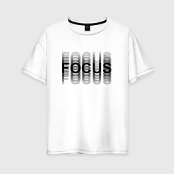 Футболка оверсайз женская FOCUS: BLACK, цвет: белый