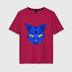 Женская футболка оверсайз Иллюстрация неоновой кошки