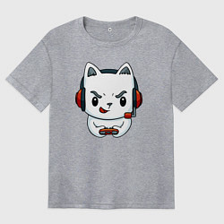 Женская футболка оверсайз Кот игроман The cat is a gambler