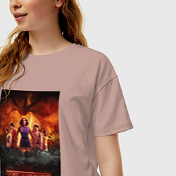 Футболка оверсайз женская Очень странные дела, персонажи, цвет: пыльно-розовый — фото 2