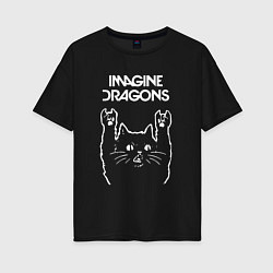 Женская футболка оверсайз Imagine Dragons Рок кот