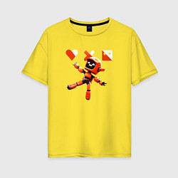 Женская футболка оверсайз Love death and robots оранжевый робот