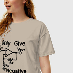 Футболка оверсайз женская Инженер - I only give negative feedback, цвет: миндальный — фото 2