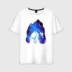 Женская футболка оверсайз Череп Тираннозавра Космос