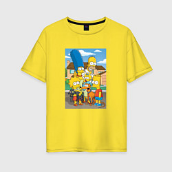 Женская футболка оверсайз Любимые Симпсоны
