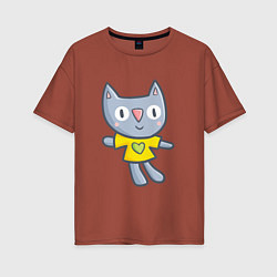 Женская футболка оверсайз Детский рисунок - котик