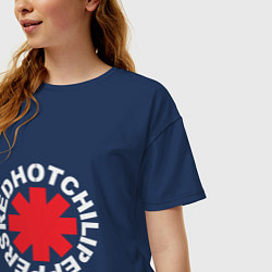 Футболка оверсайз женская Peppers - Logo, цвет: тёмно-синий — фото 2