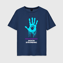 Женская футболка оверсайз Символ Death Stranding в неоновых цветах