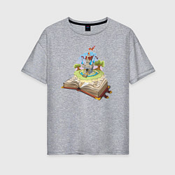 Женская футболка оверсайз Книжный замок