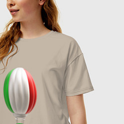 Футболка оверсайз женская 3d aerostat Italy flag, цвет: миндальный — фото 2