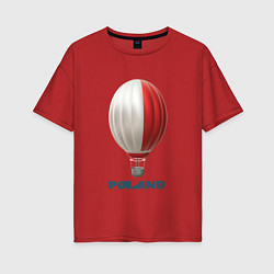 Футболка оверсайз женская 3d aerostat Polish flag, цвет: красный