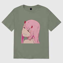 Футболка оверсайз женская Zero Two крупный план, цвет: авокадо