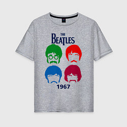 Футболка оверсайз женская The Beatles образы группы, цвет: меланж
