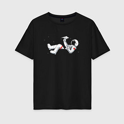 Женская футболка оверсайз Космонавт в кармане Минимализм