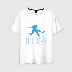 Женская футболка оверсайз Хоккей Силуэт спортсмена