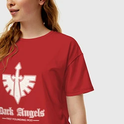 Футболка оверсайз женская Темные ангелы лого винтаж, цвет: красный — фото 2