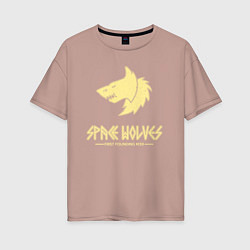 Женская футболка оверсайз Космические волки лого винтаж