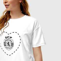Футболка оверсайз женская Лого Sporting в сердечке, цвет: белый — фото 2