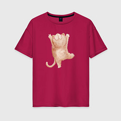 Женская футболка оверсайз Рыжий пушистый котик