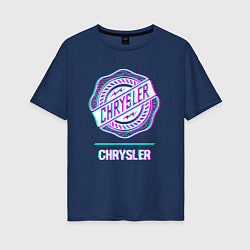 Женская футболка оверсайз Значок Chrysler в стиле Glitch