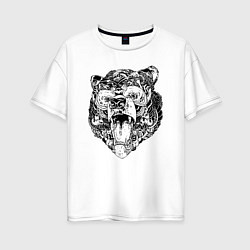 Женская футболка оверсайз Стилизованная голова медведя