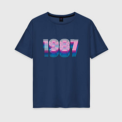Женская футболка оверсайз 1987 Год Ретро Неон