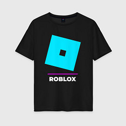 Женская футболка оверсайз Символ Roblox в неоновых цветах