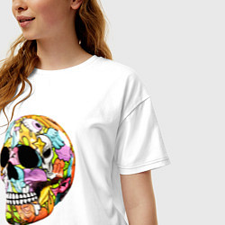 Футболка оверсайз женская Art cool skull, цвет: белый — фото 2