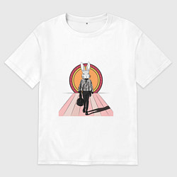 Футболка оверсайз женская Модный кролик Луи, цвет: белый