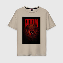 Женская футболка оверсайз Doom - helmet skull