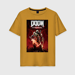 Женская футболка оверсайз Doom eternal - slayer