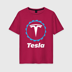 Футболка оверсайз женская Tesla в стиле Top Gear, цвет: маджента