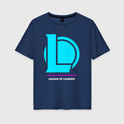 Женская футболка оверсайз Символ League of Legends в неоновых цветах