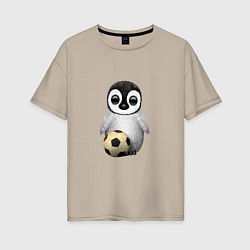 Женская футболка оверсайз Футбол - Пингвин