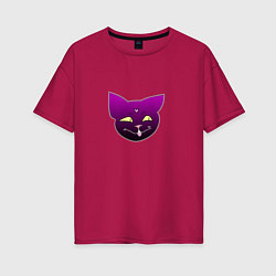 Футболка оверсайз женская Черный кот Лов, цвет: маджента