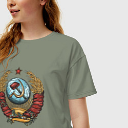 Футболка оверсайз женская Серп и молот СССР, цвет: авокадо — фото 2