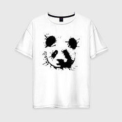 Футболка оверсайз женская Прикольный панда - клякса, цвет: белый