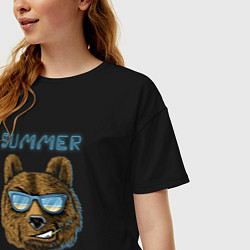 Футболка оверсайз женская Beach bear - summer theme, цвет: черный — фото 2