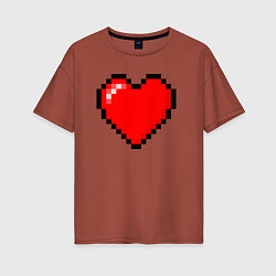 Женская футболка оверсайз Пиксельное сердце-здоровье - Красный