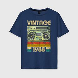 Женская футболка оверсайз Винтаж 1988 аудиомагнитофон