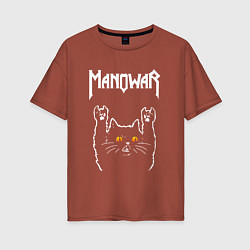 Футболка оверсайз женская Manowar rock cat, цвет: кирпичный