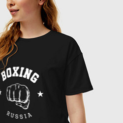 Футболка оверсайз женская BOXING RUSSIA С КУЛАКОМ, цвет: черный — фото 2