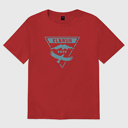 Футболка оверсайз женская Эльбрус 5642 лого, цвет: красный
