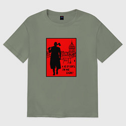 Футболка оверсайз женская Раскольников - А не срубить ли мне бабок, цвет: авокадо