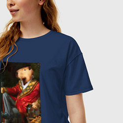 Футболка оверсайз женская Капибарин, цвет: тёмно-синий — фото 2